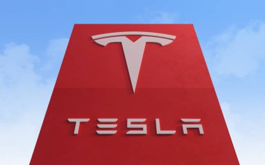 Tesla tabelası Westmont 'ta bir galeri binasında.