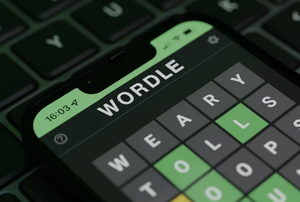 Wordle Spel Telefonskärm — Stockfoto