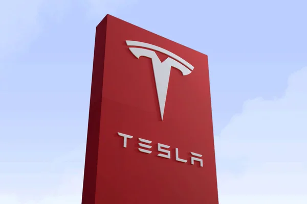Tesla Logo Sign Dealership Westmont — Foto de Stock