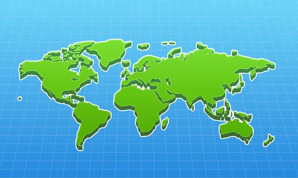 Jednoduchá Ilustrace Mapy Světa Zelenou Modrou Barvou — Stockový vektor