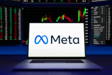Meta logo on a screen trading stock market