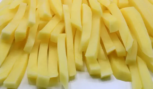 Close Potatoes Cut Strips — Stock Photo, Image