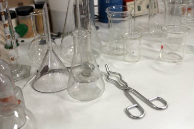 Laboratory material placed on a table  