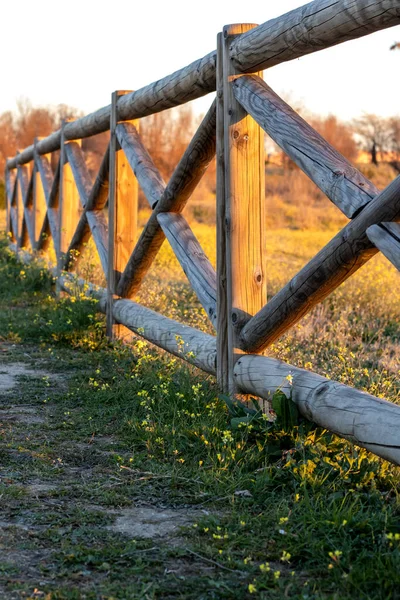 Wooden Fence Shape Sunset — Stock Photo, Image