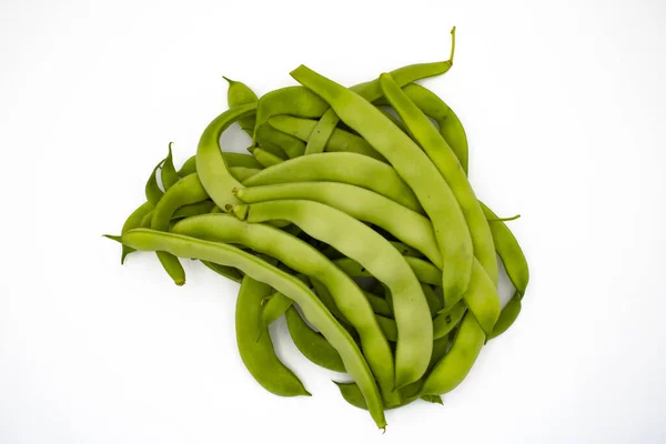 Close Fresh Green Beans Isolated White Background — Fotografia de Stock