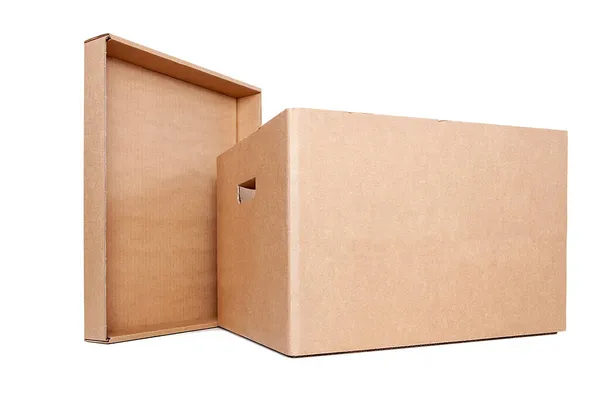 Cardboard Boxes White Background Real Estate Concept — Stock Photo, Image