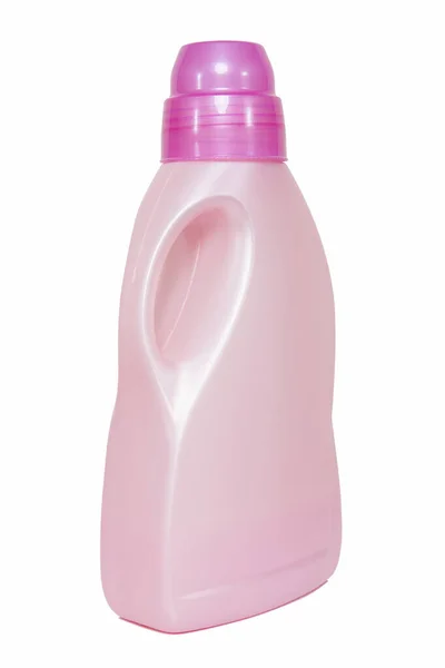 Frasco Detergente Rosa Vazio Sobre Fundo Branco — Fotografia de Stock