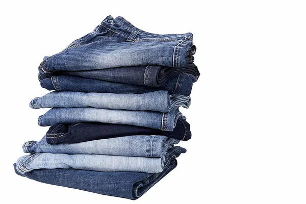 Vestiti Alla Moda Jeans Sfondo Bianco — Foto Stock