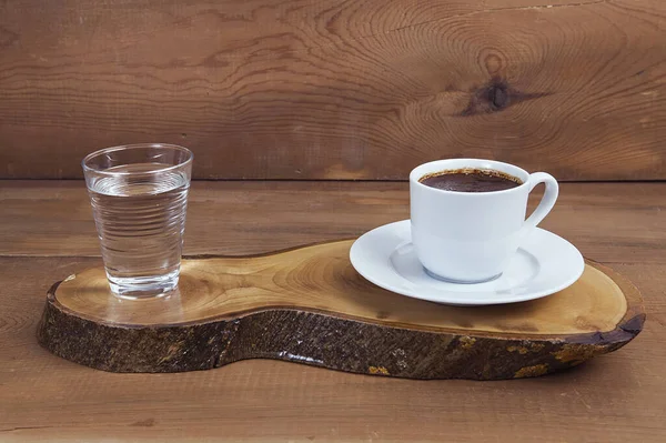 Cup Hot Coffee Wooden Table Background Turkish Coffee — Stock Photo, Image