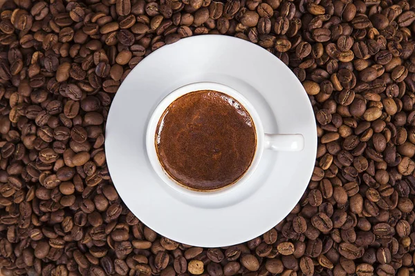 Una Tazza Caffè Caldo Uno Sfondo Tavolo Legno Caffè Turco — Foto Stock