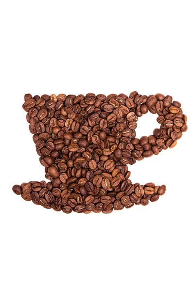 Roasted Coffee Bean White Background Cup Shape Coffee Beans — Stock Photo, Image