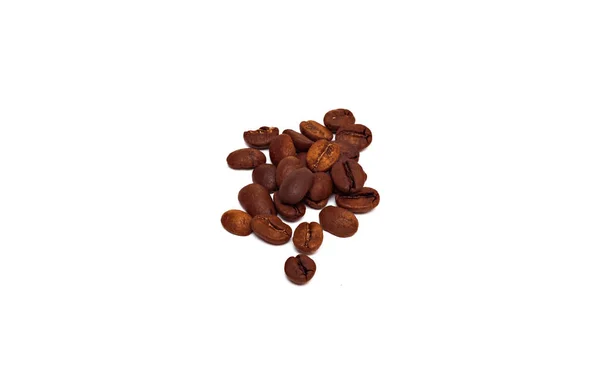 Gebrande Koffiebonen Witte Achtergrond — Stockfoto