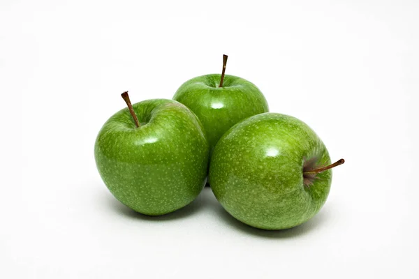 Fresh Ripe Green Apples White Background — Stock Photo, Image
