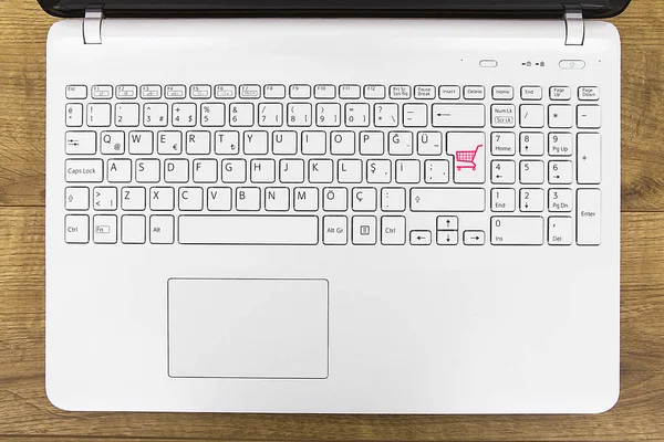 Teclas Blancas Sobre Teclado Concepto Compras Online — Foto de Stock