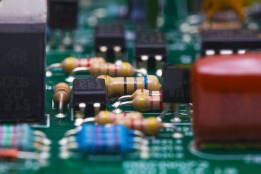 Elektronik kart. Bilgisayar parçaları.