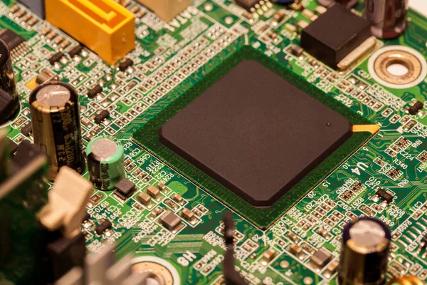 Motherboard Mit Mikroprozessor Mikrochip — Stockfoto