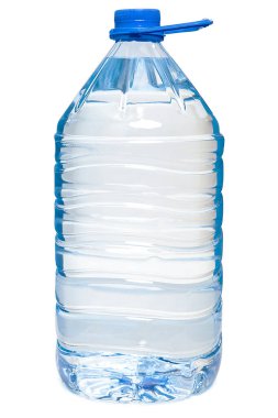 Beyaz arka planda büyük plastik su şişesi. Plastik çocuk..