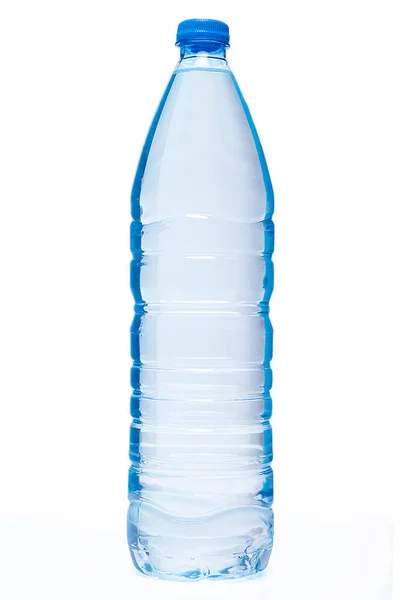 Plastic Waterfles Witte Achtergrond Kunststof Fles — Stockfoto