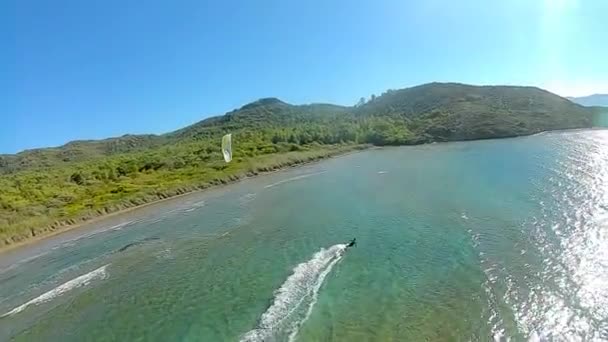 Sportman Kitesurfen Vakantie Turkije Marmaris Brtbet Baai Outdoor Sport Vakantie — Stockvideo