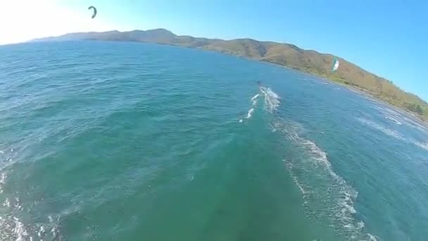 Sportkvinna Kitesurfing Semester Turkiet Marmaris Brtbet Bay Utomhus Sport Och — Stockvideo