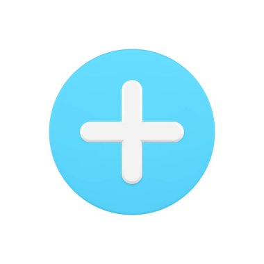 Navigasyon tuşu artı 3d mavi ikon vektör illüstrasyonu