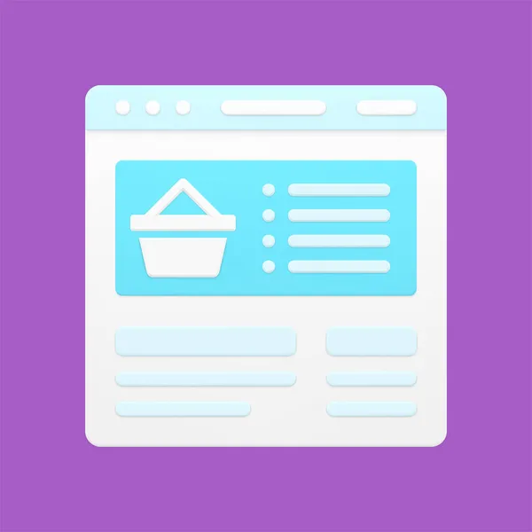 Encomendar alimentos e coisas no site minimalista ilustração vetor ícone 3d —  Vetores de Stock