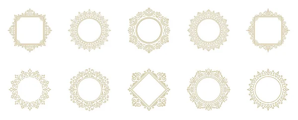 Vintage flourishes ornament frames set vector illustration — Stock Vector