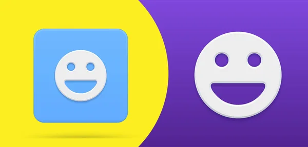 Απλό γέλιο smiley emoji αστείο λογότυπο κουμπί πρόσωπο 3d διάνυσμα εικονογράφηση σύνολο — Διανυσματικό Αρχείο