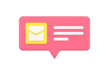 New message receiving quick tips with badge with envelope and text 3d icon vector illustration