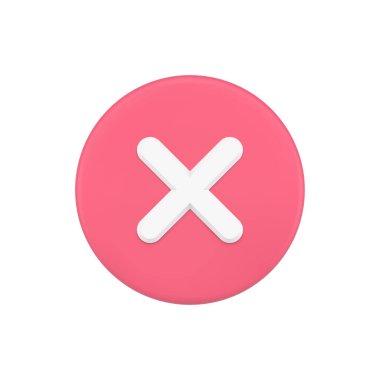 Simple red 3d cross icon button vector illustration