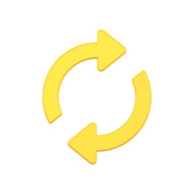 Simple yellow rotation circle arrows 3d icon vector illustration. Dynamic symbol of connection