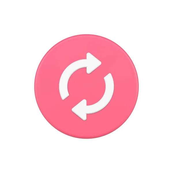 Pink rotation arrows refresh designator 3d button icon vector illustration — Stockvector