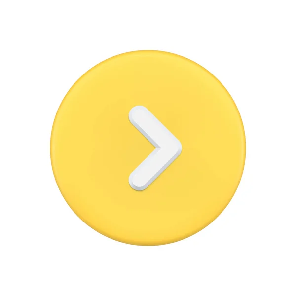 黄色の円ボタンで右方向を指す矢印｜3Dアイコンベクトルナビゲーションポインタ — ストックベクタ