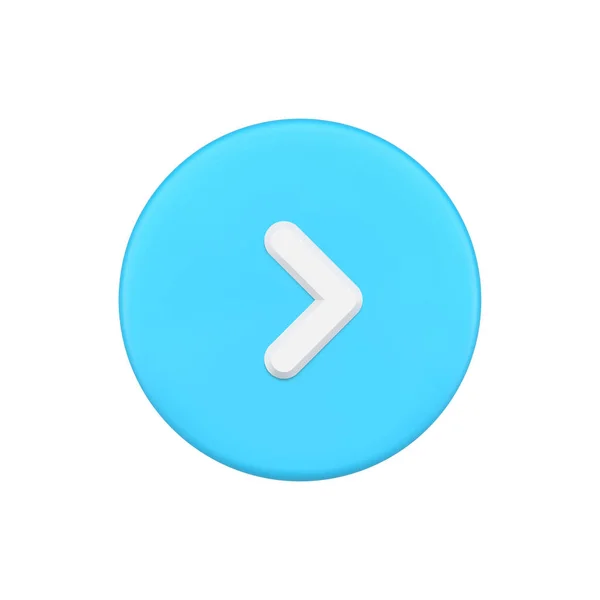 Blue simple arrow pointer of direction in circle button 3d vector illustration interface badge — Stockvektor