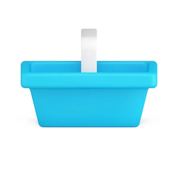 Vue latérale panier vide en plastique bleu acheter illustration vectorielle icône 3d — Image vectorielle