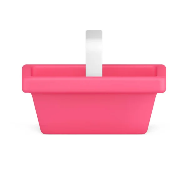 Carrinho de compras de plástico simples vermelho com alça para cima vista lateral ilustração vetor ícone 3d — Vetor de Stock