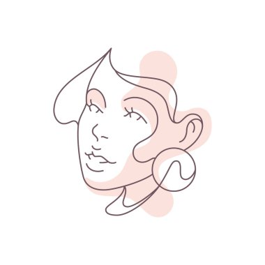 Adorable fashion lady stylish earring continuous line hand drawn artwork logo vector illustration