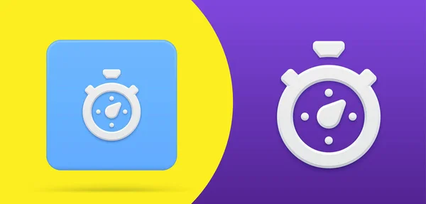 Stopwatch timer simple 3d icon button set vector illustration. Minute second counter for fixing time — Stock vektor