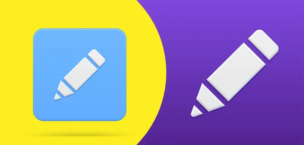 Simple pencil 3d icon button set vector illustration. Felt pen marker for drawing writing painting — Διανυσματικό Αρχείο