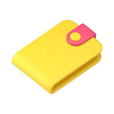 Yellow wallet with pink clasp 3d icon isometric vector illustration