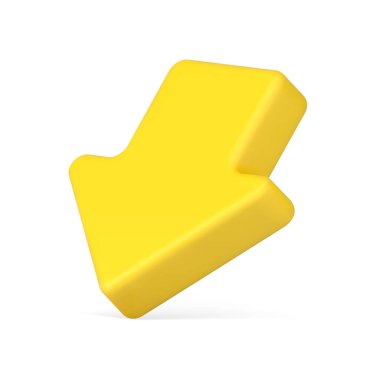 Yellow arrow down icon isometric 3d vector illustration