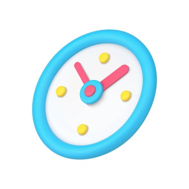 Circle vintage analog watch for wall hanged deadline control blue 3d icon