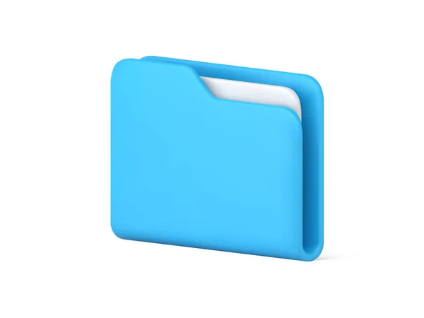 Blue folder for documents storage 3d icon vector illustration. Logotype archive data information — стоковый вектор