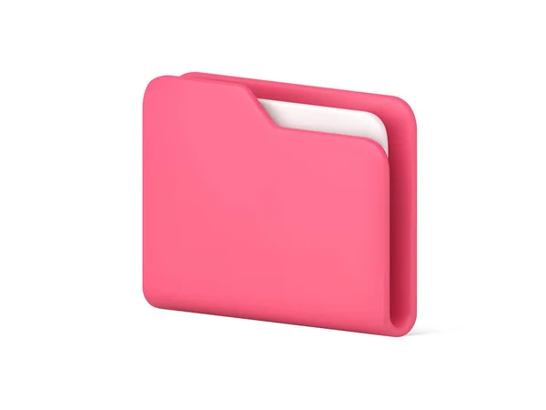 Pink folder for documents storage 3d icon vector illustration — Stok Vektör