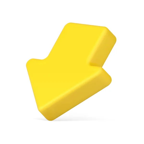 Freccia gialla giù icona isometrica 3d vettoriale illustrazione — Vettoriale Stock