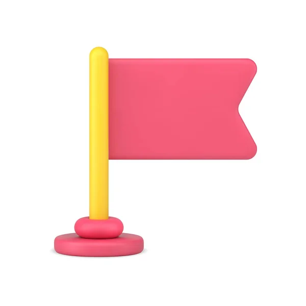 Bandeira rosa em rack ilustração vetor ícone 3d —  Vetores de Stock