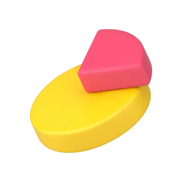 Pink and yellow chart pie 3d isométrico ícone vetor ilustração — Vetor de Stock
