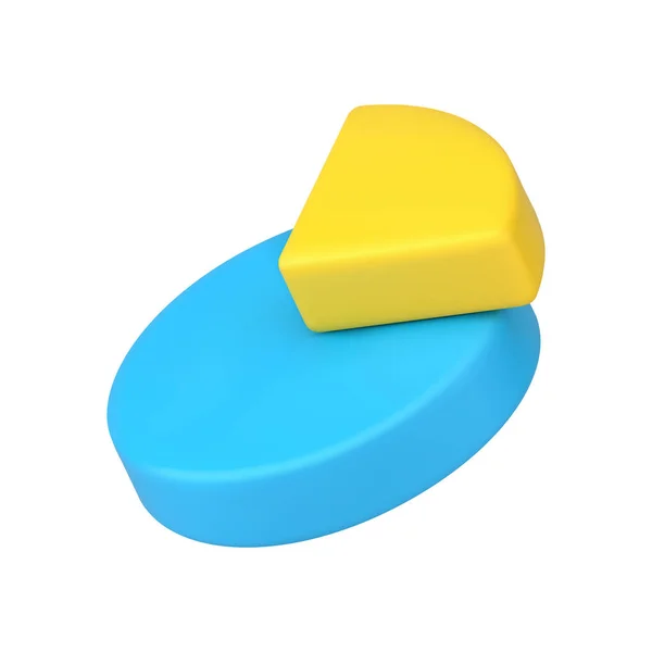 Blue yellow chart pie 3d isometric icon vector illustration. Badge infographic analysis evaluation — Archivo Imágenes Vectoriales