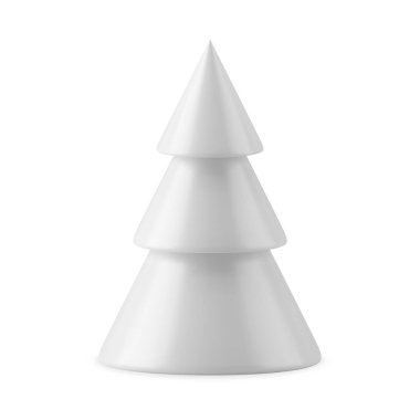 Clean white decorative abstract minimalistic Christmas tree toy realistic vector illustration
