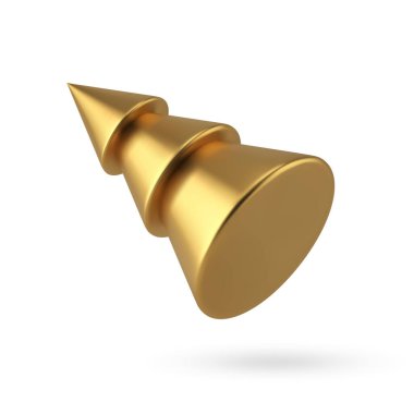 Luxury golden abstract minimalistic Christmas tree isometric realistic vector illustration